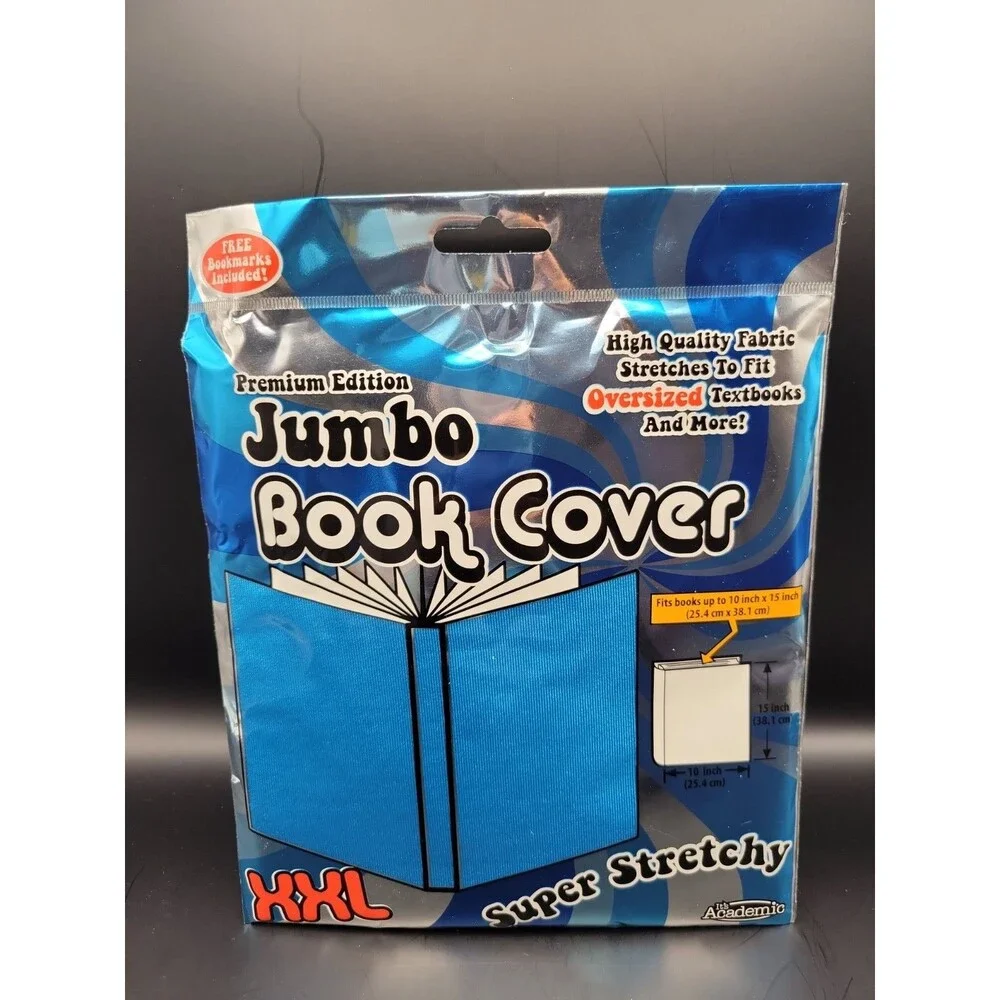 Jumbo Stretchable Book Cover Black  XXL Fits Books up to 10 X 15 High Quality